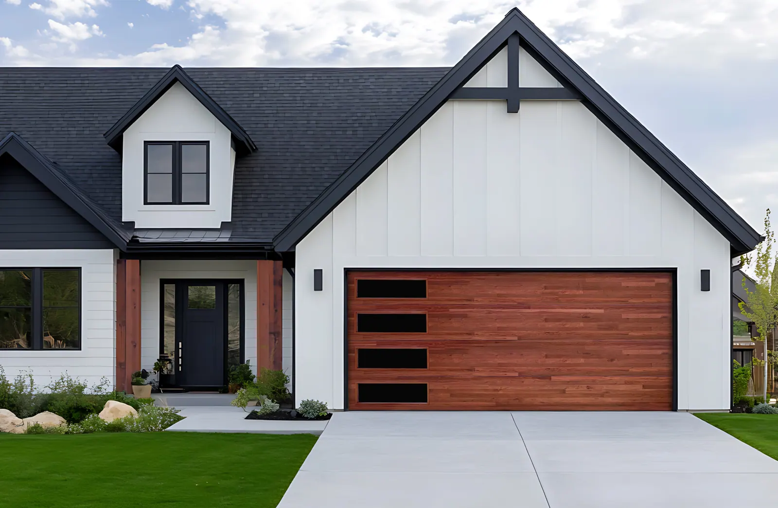 Safe-Way Plank Wood Grain garage door in Cedar