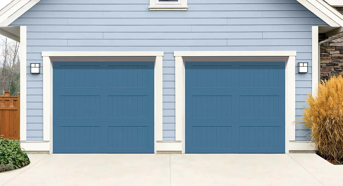 designer steel garage door blue