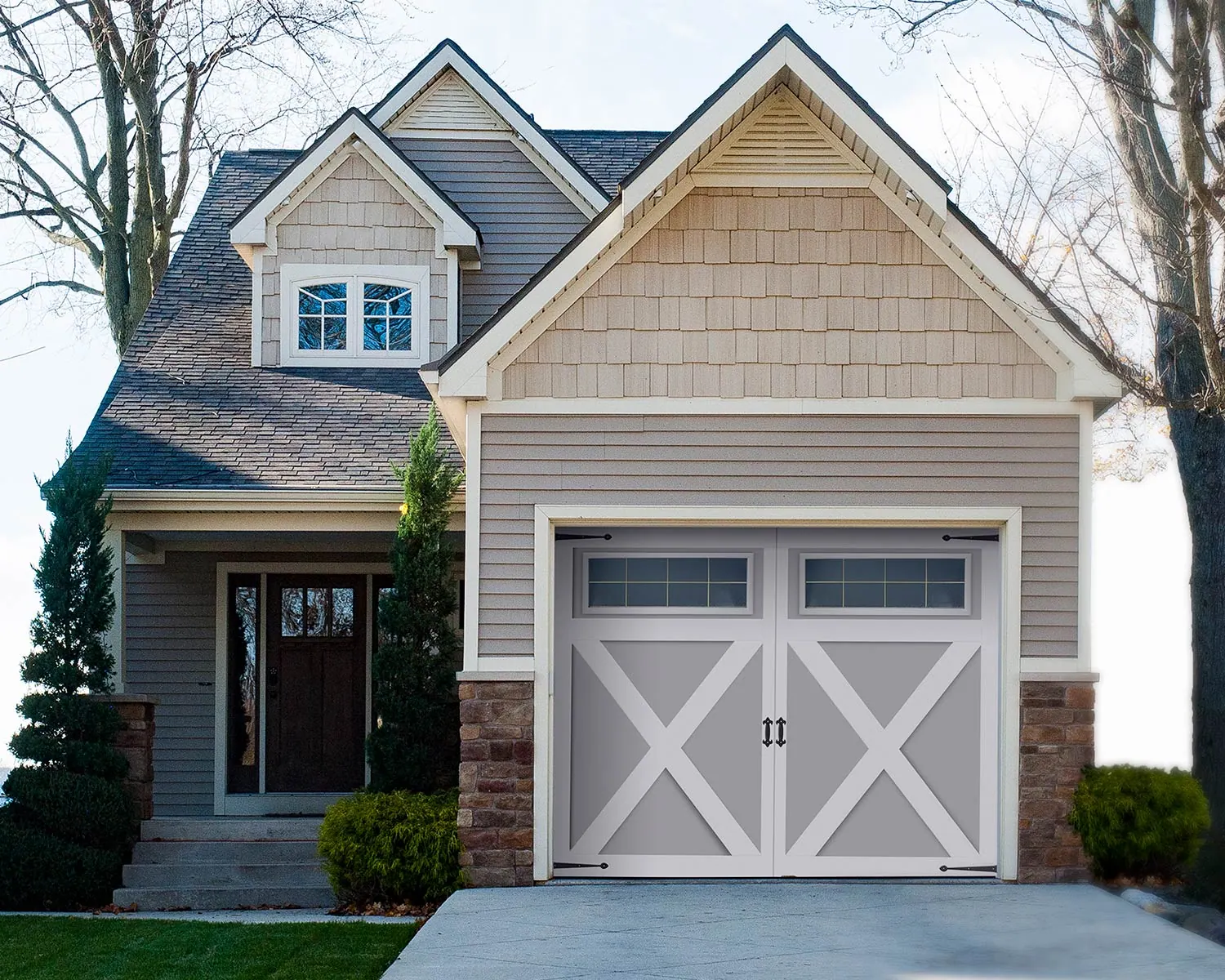 Single Aristocrat Presidential carriage door with X-brace overlay