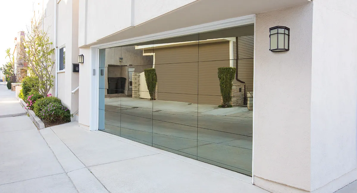 Frameless Glass Mirror Garage Door