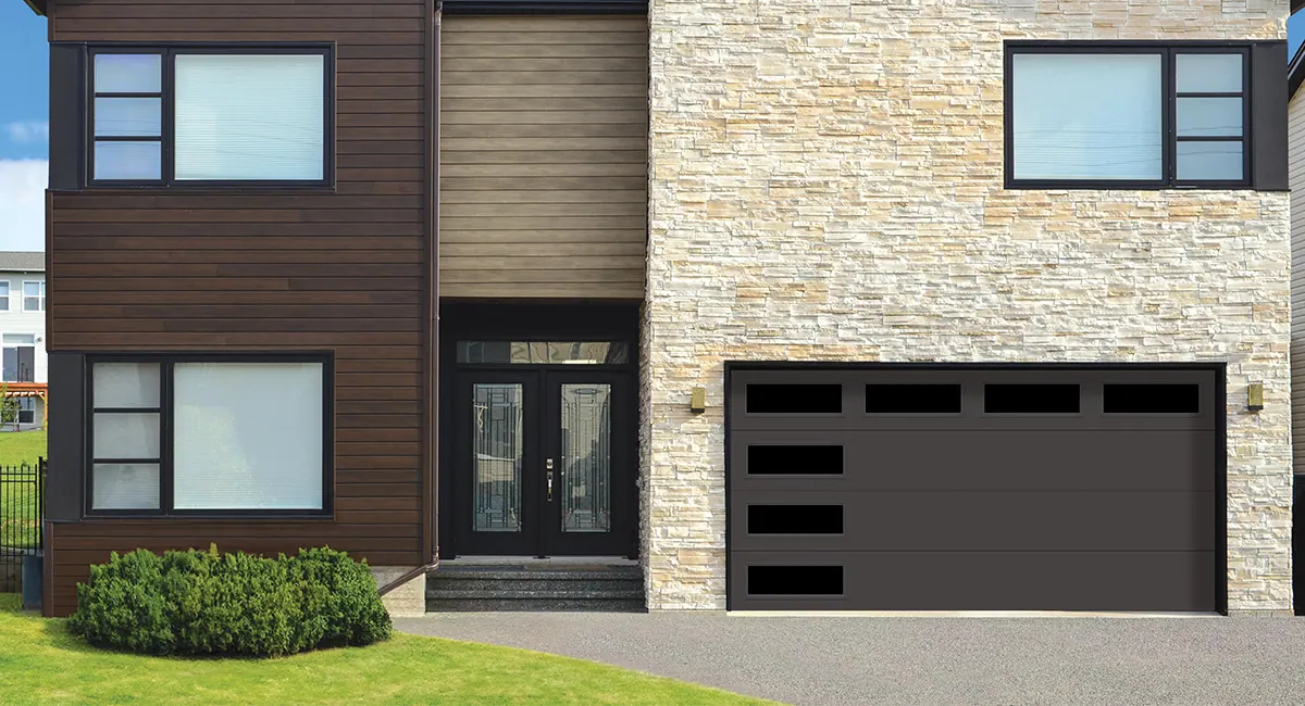 modern metallic black garage door