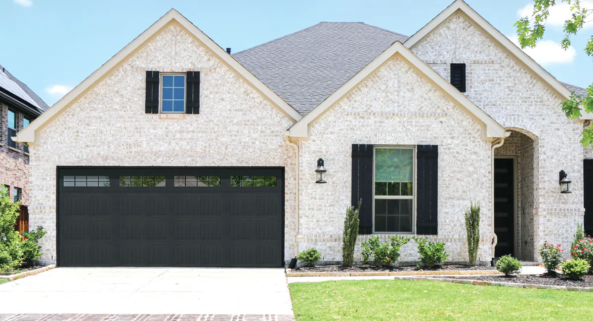 black classic steel garage door