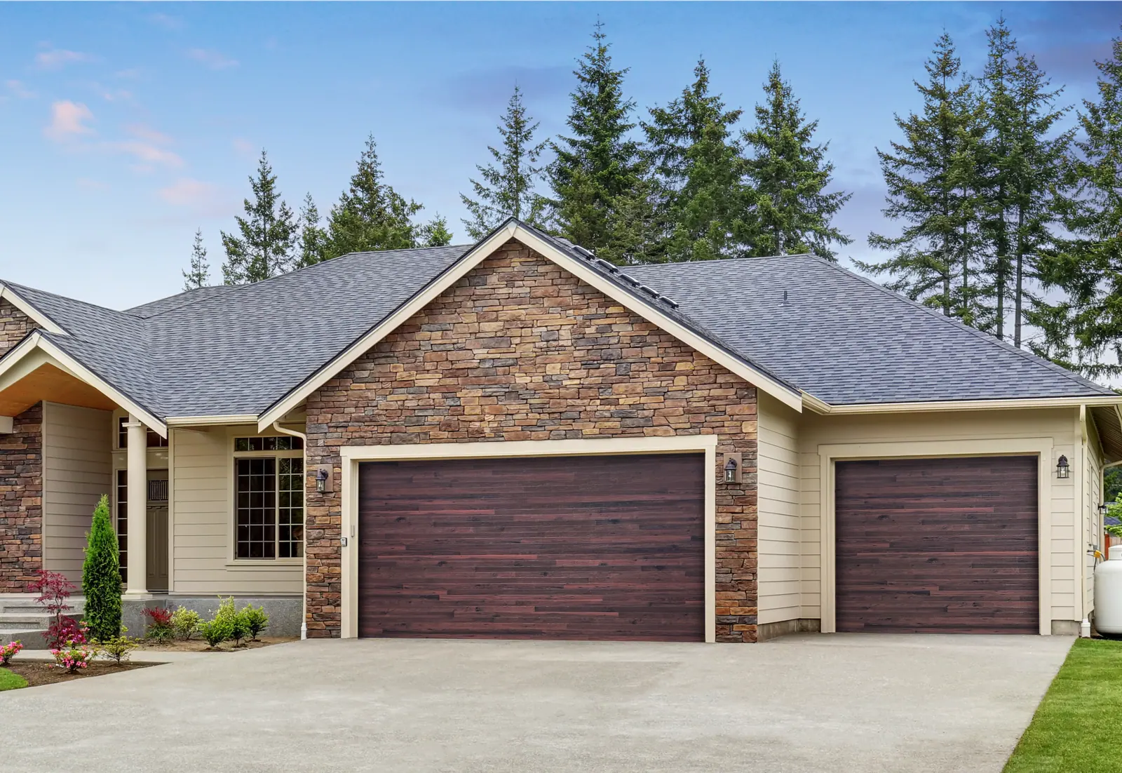 Safe-Way Plank Wood Grain garage door in Mahogany