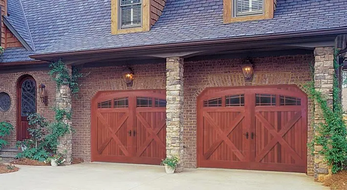 Amarr by Design Williams with Seeded Glass Windows and Santiago Pull Handles, Custom Painted by Homeowner.