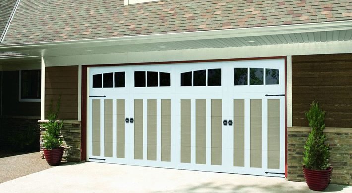 Bradberry design in Sandtone/White with 3 Lite Arch windows and Canterbury decorative hardware.