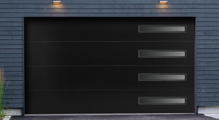 Black smooth flush with SlimLine windows Long with dark tint glass.