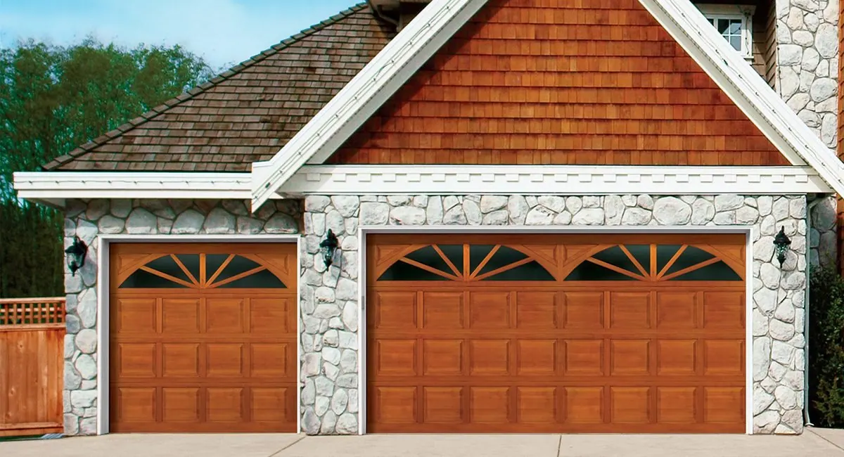 Raised Panel Wood Model 300 — Wayne Dalton wood garage door installed by Farnsworth Garage Door Service in Mesa, Arizona